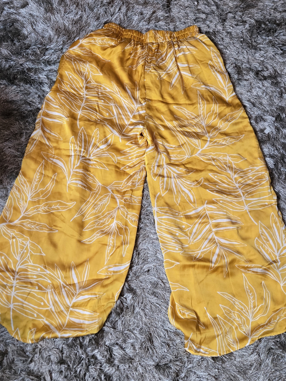 Vada x Maverick Collab Yellow Leaf Print Wide-Leg Pants
